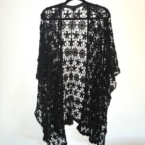 Torrid Crochet Kimono Wrap Beach Coverup Shawl Lace Boho Summer Goth Festival OS